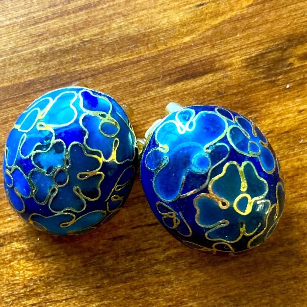 Enamel Cloisonné Clip-On Earrings